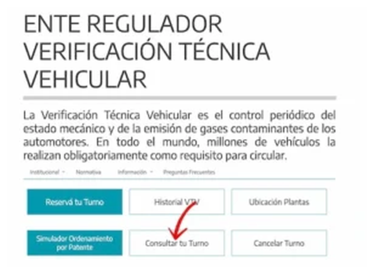 Paso 1 para consultar o cambiar el turno de la VTV en Florencio Varela